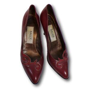 Womens Bally Leather Burgundy Shoes / Heels Size: 7 N